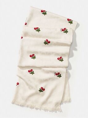 COACH Signature Cherries Wrap in Chalk Wool Silk Blend